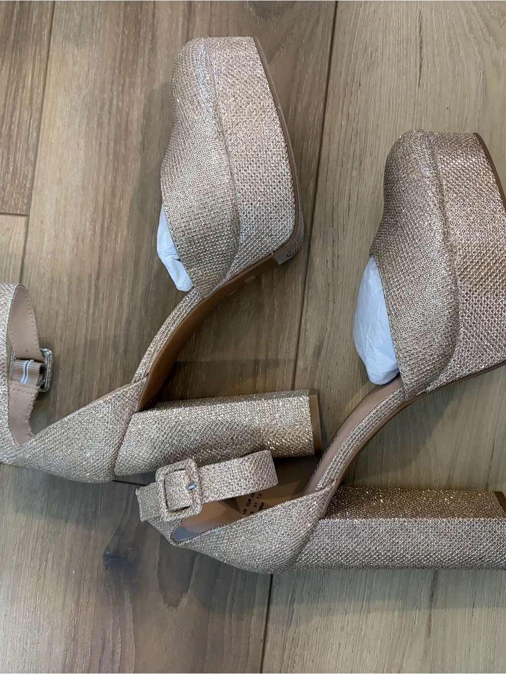 DREAM PAIRS Gold Women's Platform High Chunky Heels Closed Toe Block Ankle